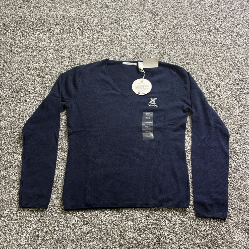 NEW Xavier University Musketeers Cashmere Sweater Small Academia Preppy College
